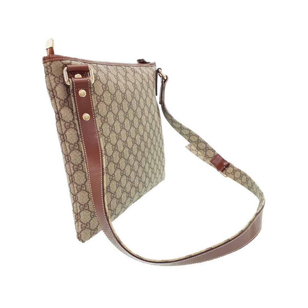 Gucci Flat Plus Monogram Messenger Bag Brown GG Crossbody
